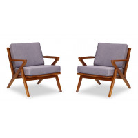Manhattan Comfort 2-AC002-GY Martelle Grey and Amber Twill Weave Accent Chair (Set of 2)